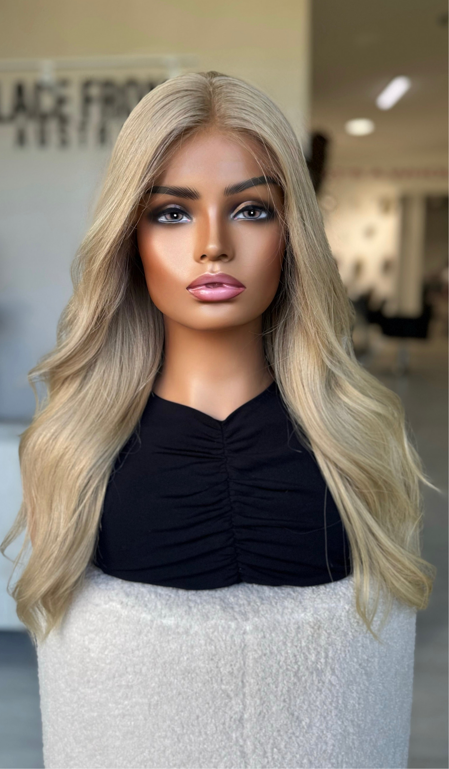 Clean Light Sandy Blonde - 22" Human Hair Lace Front Wig - Colour: Dior
