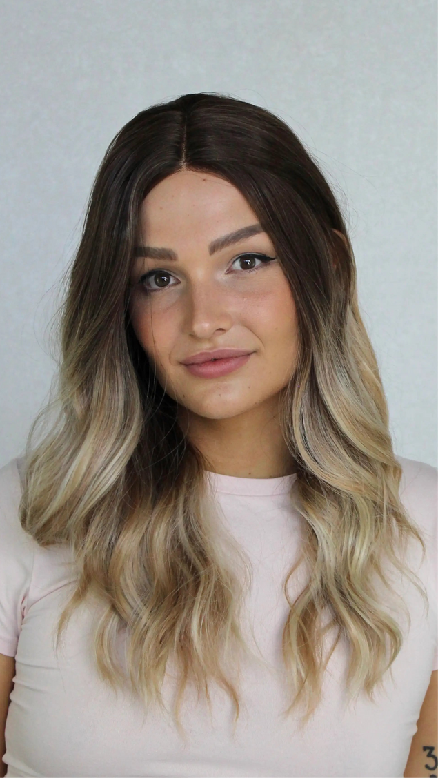Lace Front Brunette Balayage Wavy Wig – Beachy Dayz
