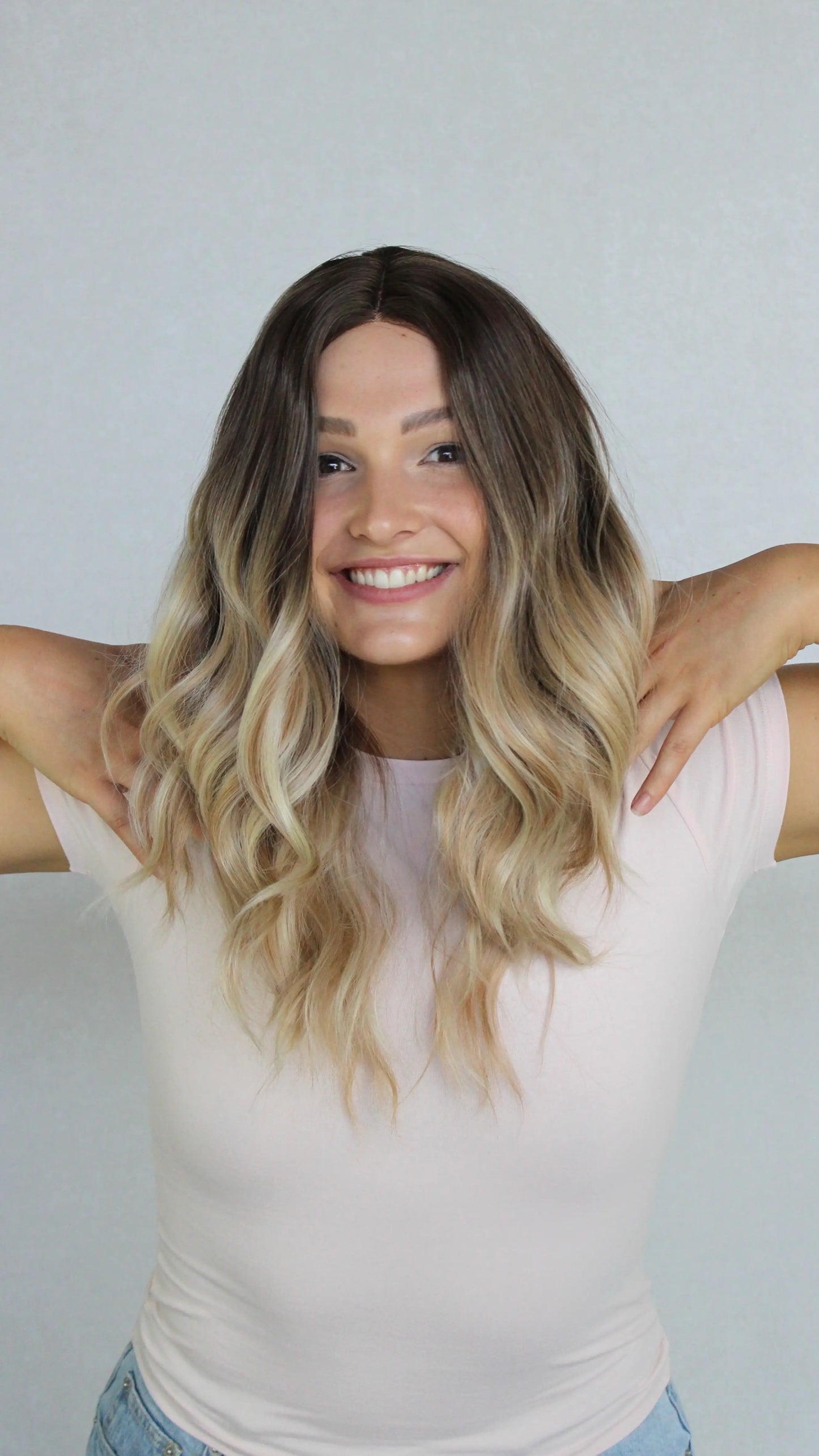 Balayage T-Part Brunette Balayage Lacefront Synthetic Wig- Beachy Dayz
