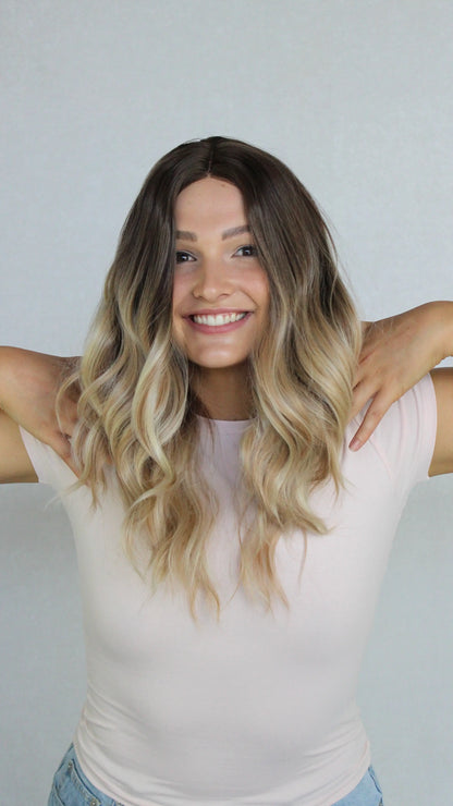 Balayage T-Part Brunette Balayage Lacefront Synthetic Wig- Beachy Dayz