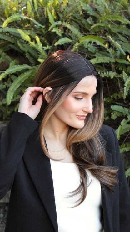 Lace Front Copper Brunette Ombre Layered Synthetic Wig - Caramello