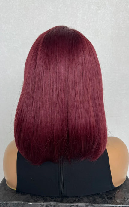 Lace Front Long Bob T-Part Synthetic Wig - Cherry Cola