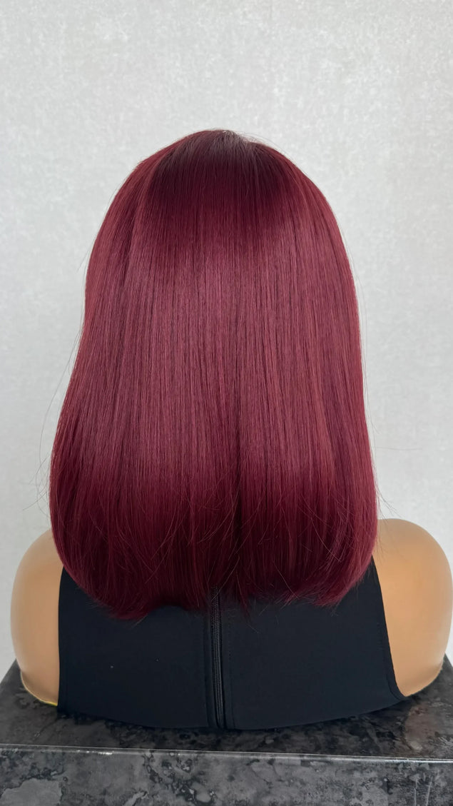 Lace Front Cherry Red Long Bob T-Part Synthetic Wig – Cherry Cola