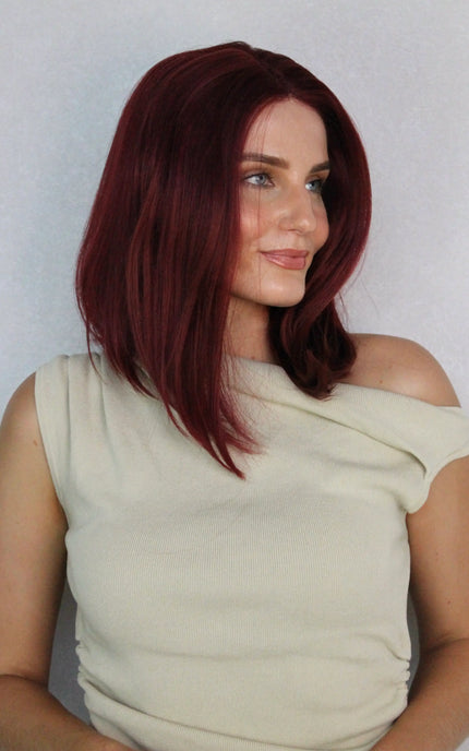 Lace Front Long Bob T-Part Synthetic Wig - Cherry Cola