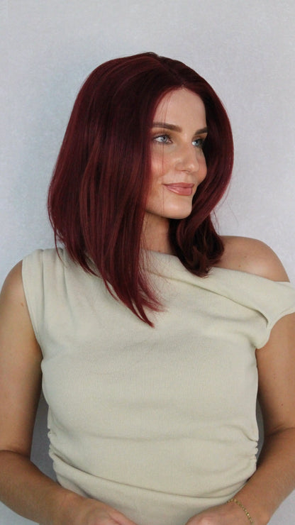 Lace Front Long Bob T-Part Synthetic Wig - Cherry Cola