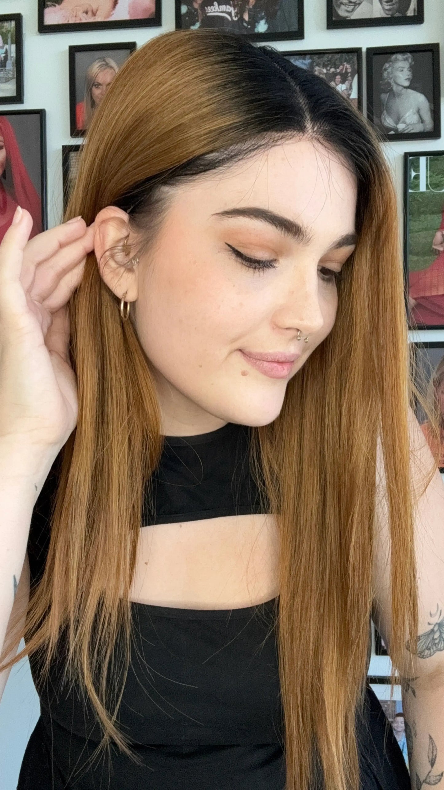 Dark Root Copper Lacefront Synthetic Wig - Cinnamon