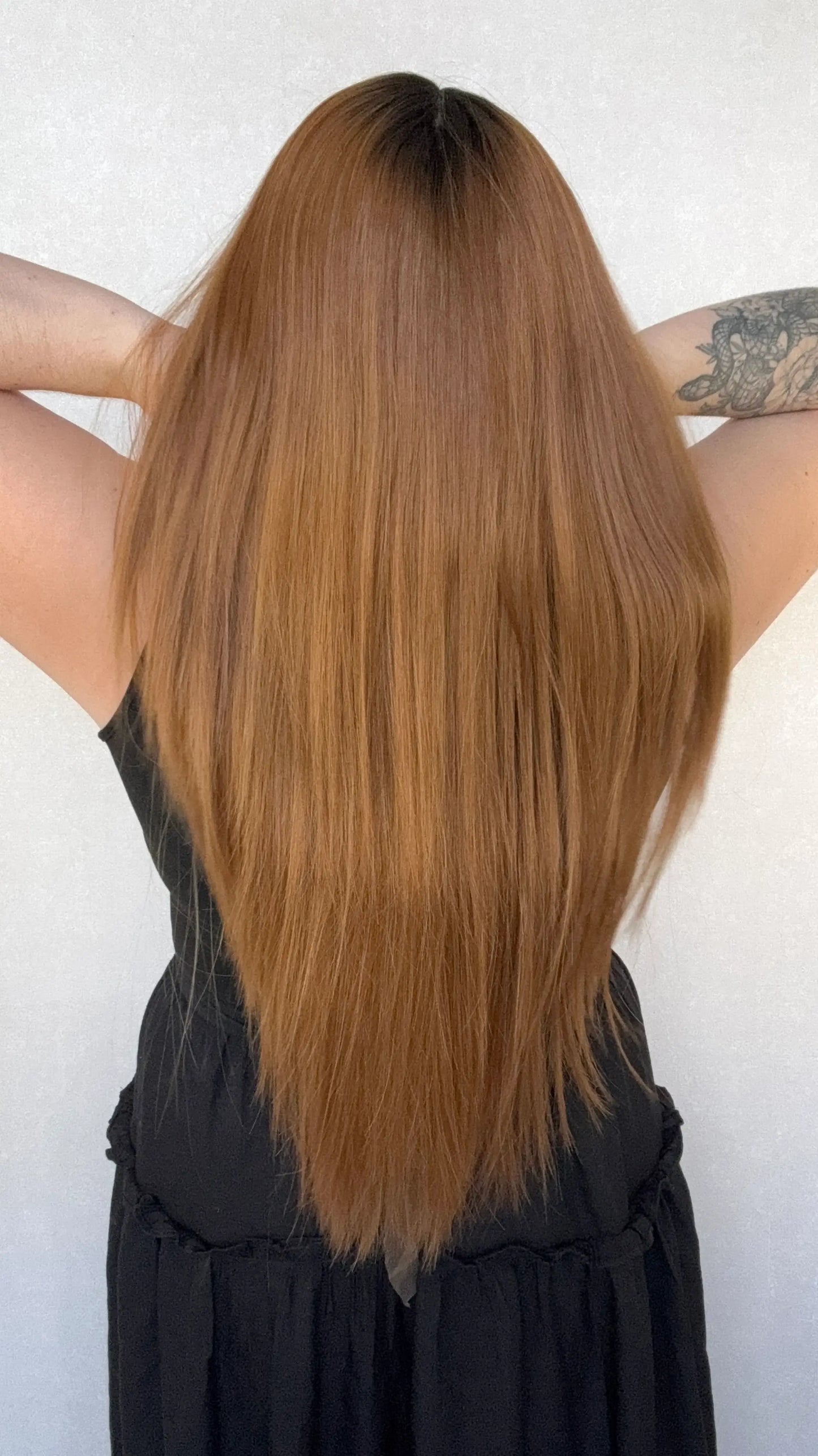 Dark Root Copper Lacefront Synthetic Wig - Cinnamon