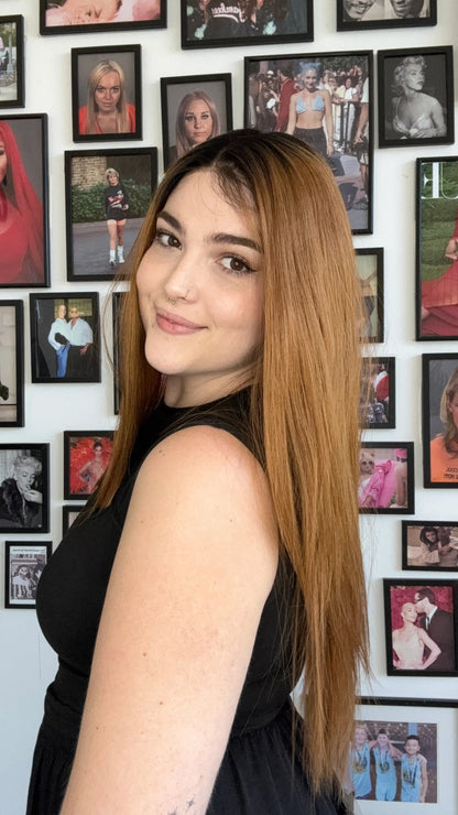 Dark Root Copper Lacefront Synthetic Wig - Cinnamon