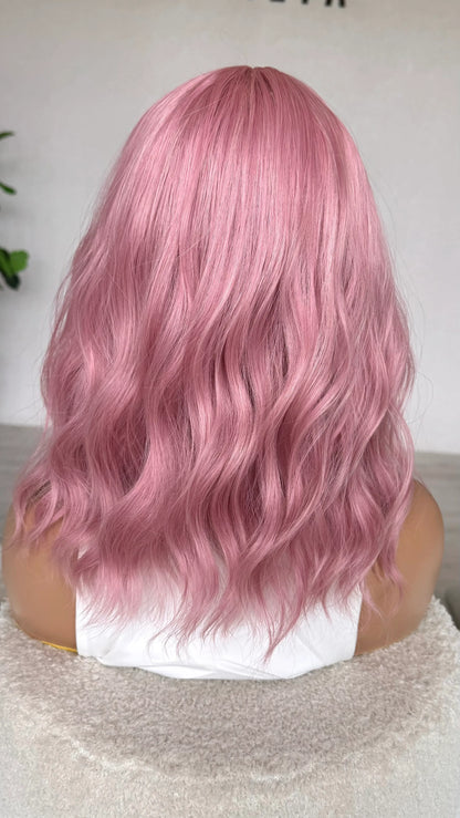 Pearl Pink Wavy Fringe Synthetic - Cotton Candy