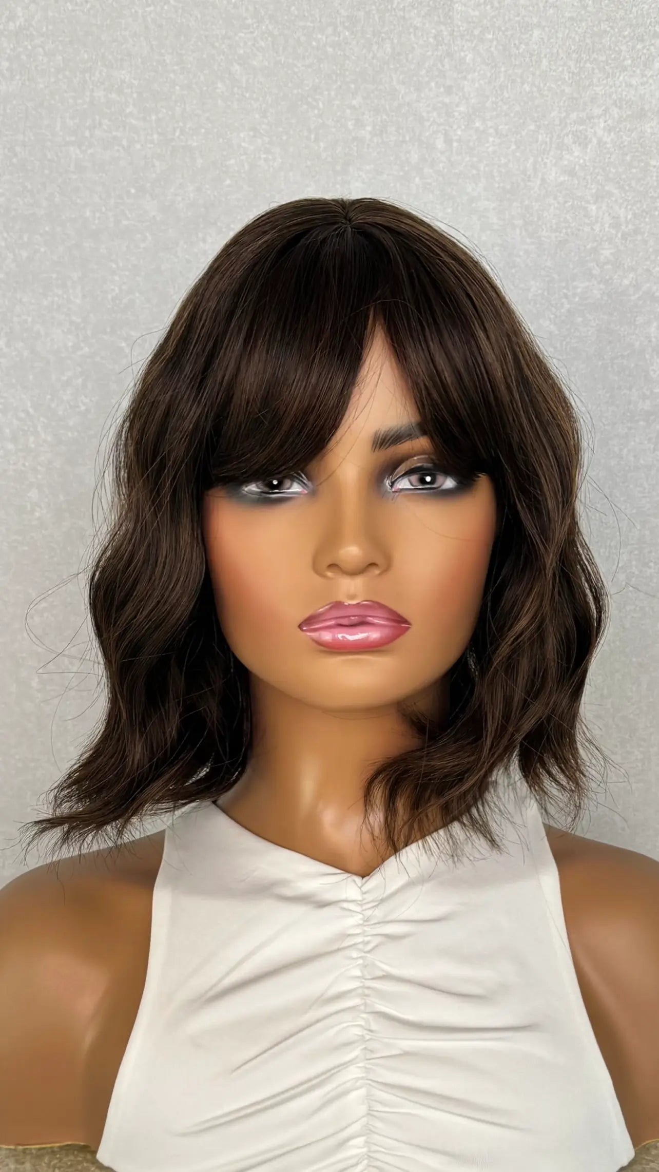 front view, 12 inch sythetic wig, heat friendly.