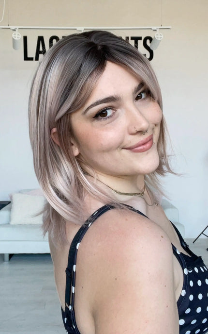 glueless bob length wig for beginners with hairloss, alopecia.