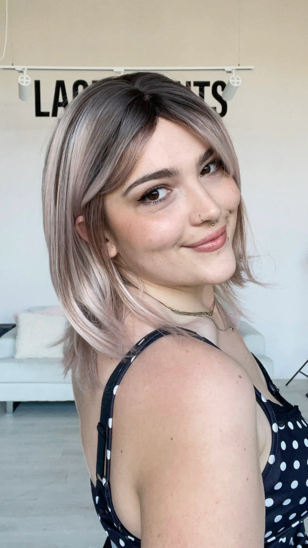 glueless bob length wig for beginners with hairloss, alopecia.