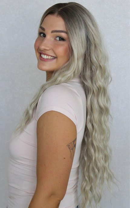 Lace Front Icy Blonde Wavy Synthetic Wig – Rikki