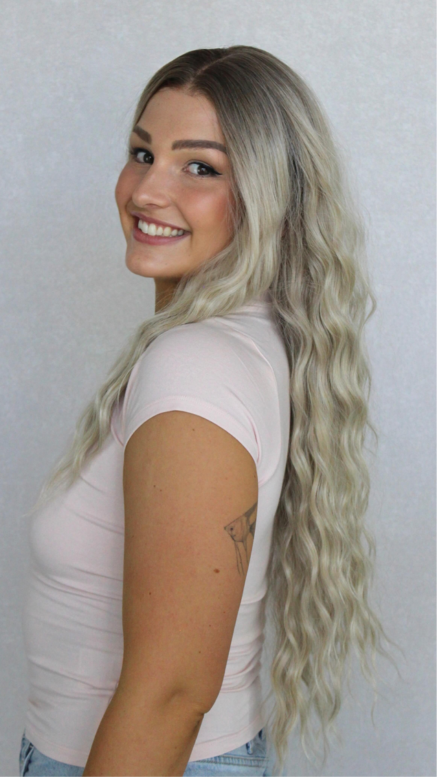 Lace Front Icy Blonde Wavy Synthetic Wig – Rikki