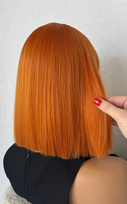 Bright Copper Bob With Fringe Synthetic - Geri