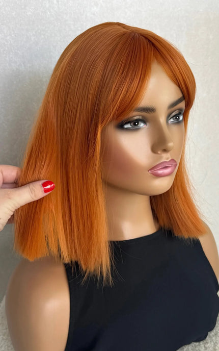 Bright Copper Bob With Fringe Synthetic - Geri