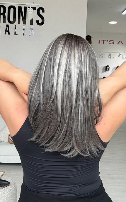 Silver Grey Curtain Bang Synthetic Wig – Heiress