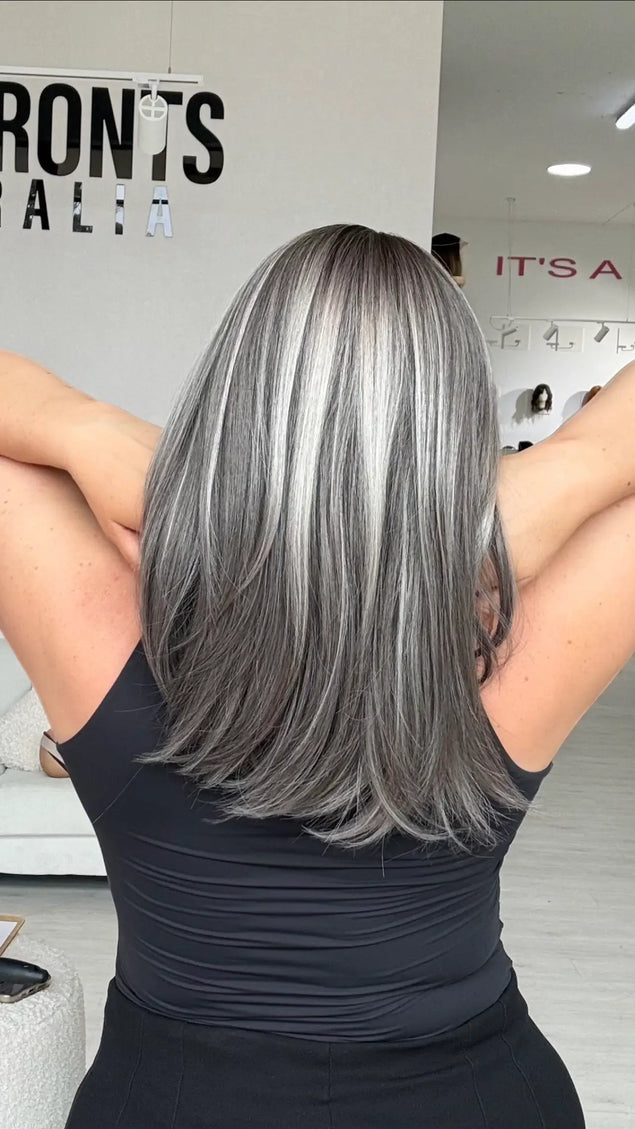 Silver Grey Curtain Bang Synthetic Wig – Heiress