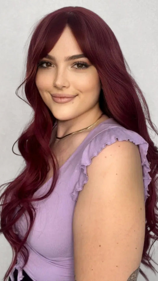 Burgundy Auburn with Fringe Synthetic Wig - Demi