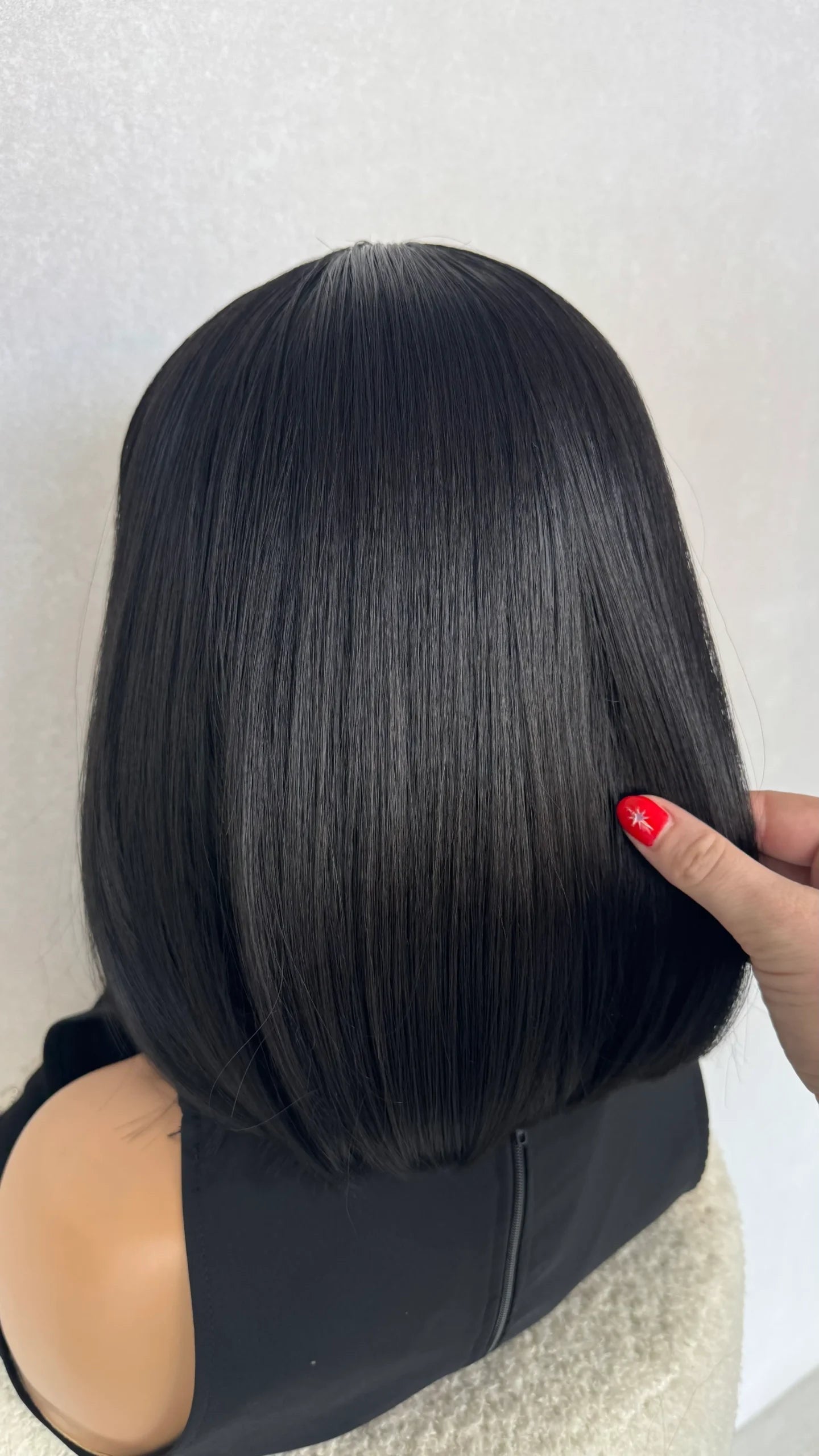 Black Bob Synthetic Wig with Fringe - Mia