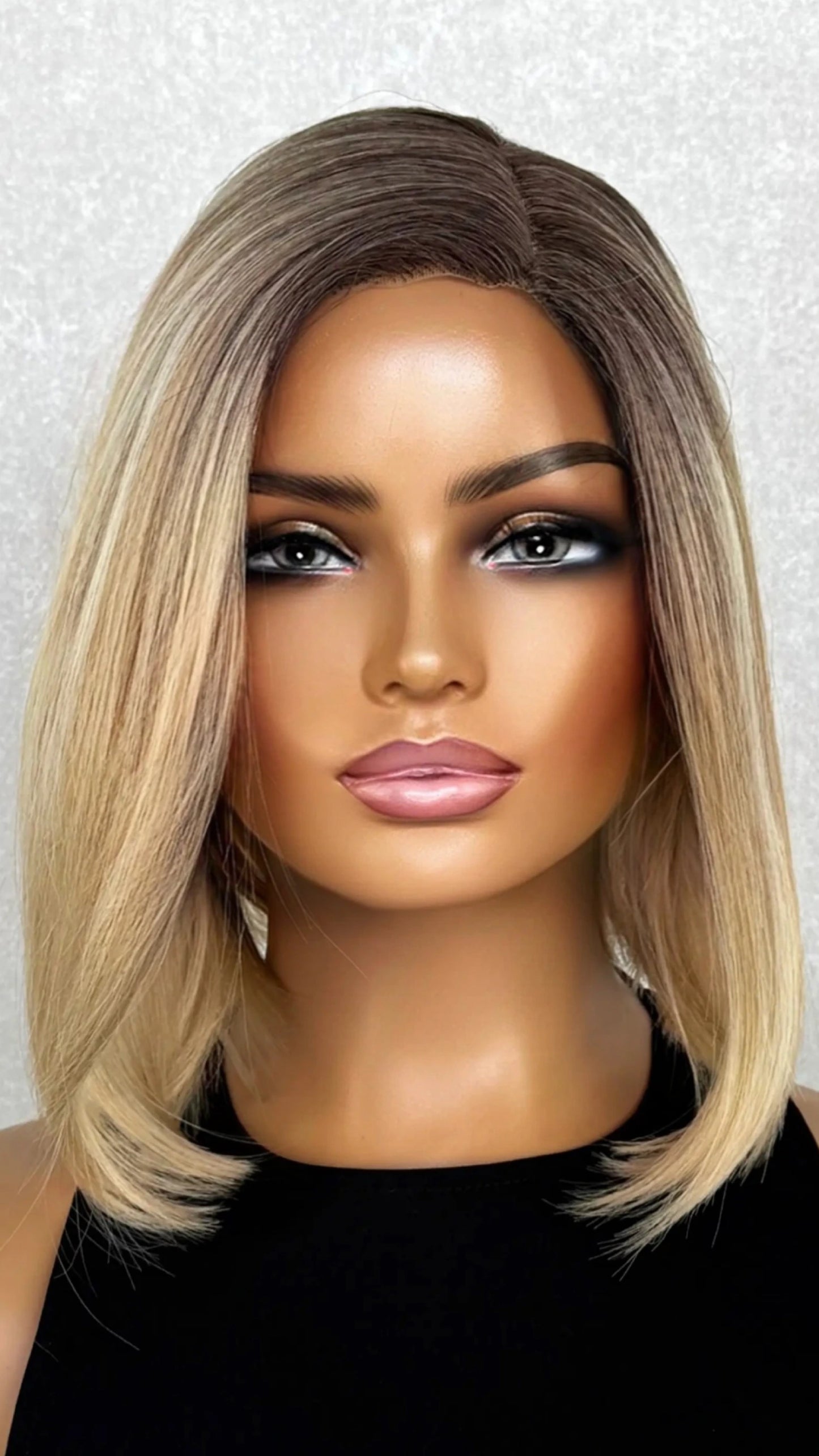Creamy Blonde With Dark Root T-part Lacefront Synthetic Wig – Martha