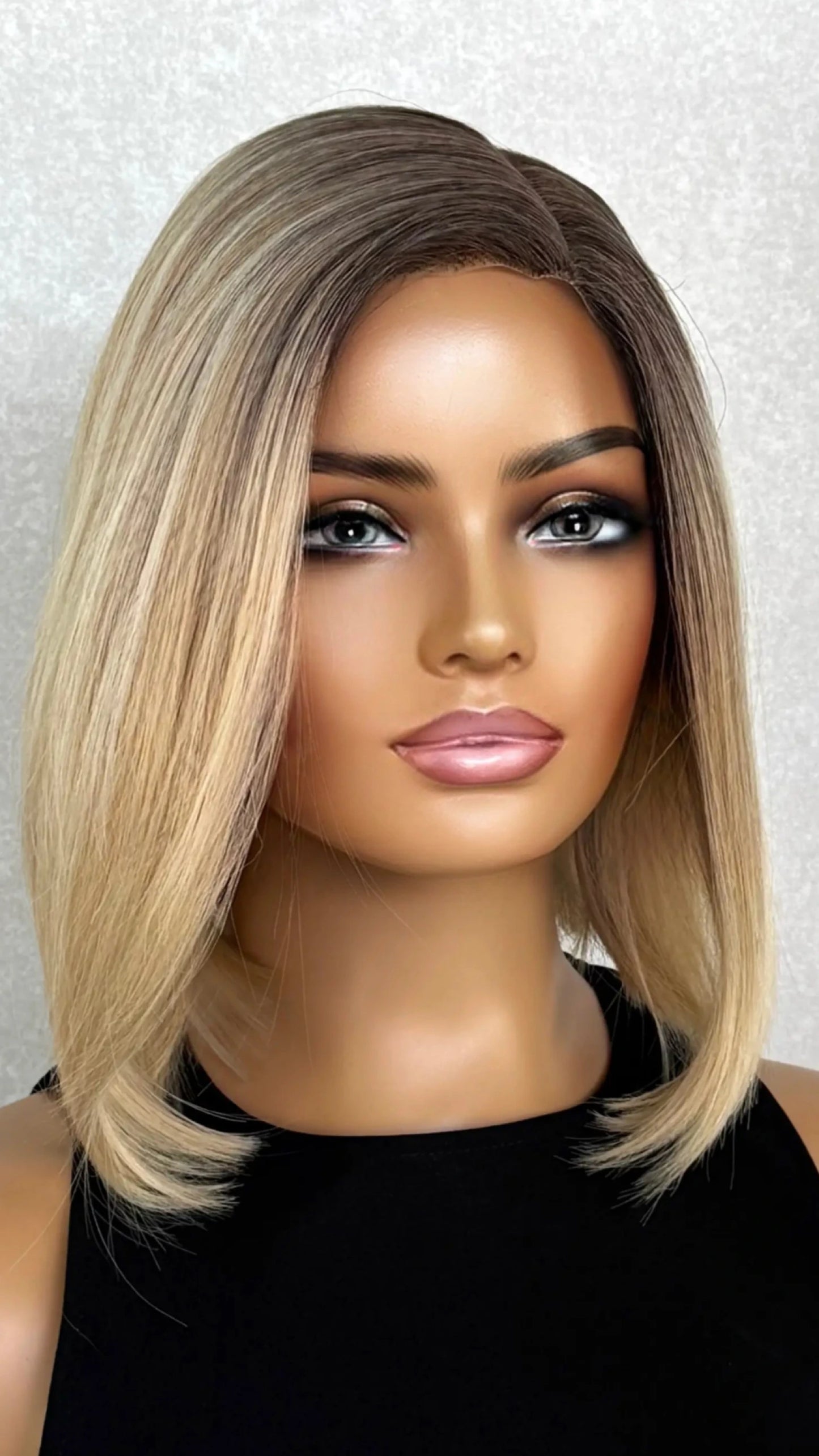 Creamy Blonde With Dark Root T-part Lacefront Synthetic Wig – Martha