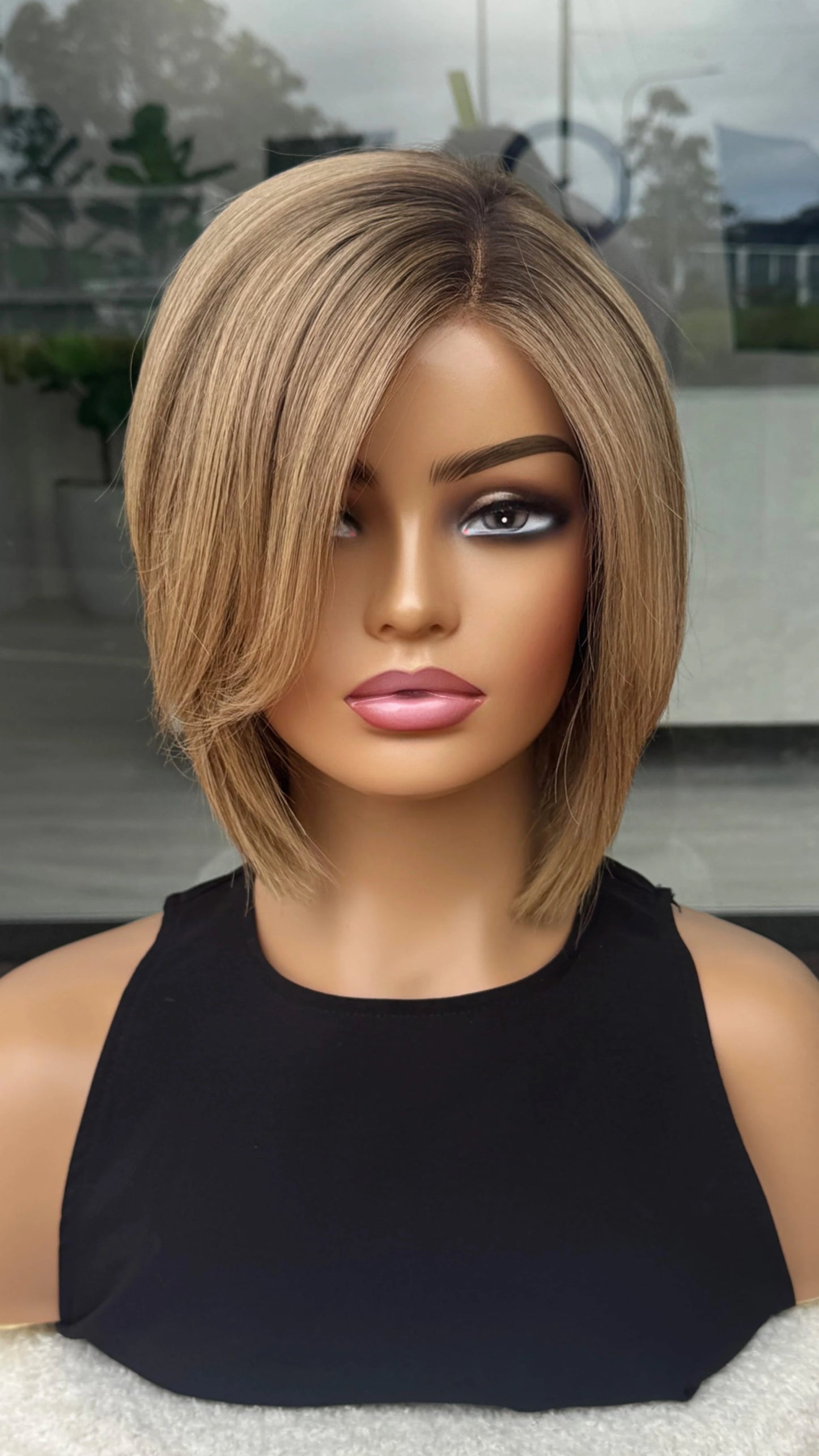 SALE/ CLEARANCE - 10 INCH HIGHLIGHTED BLONDE HUMAN HAIR LACE FRONT WIG