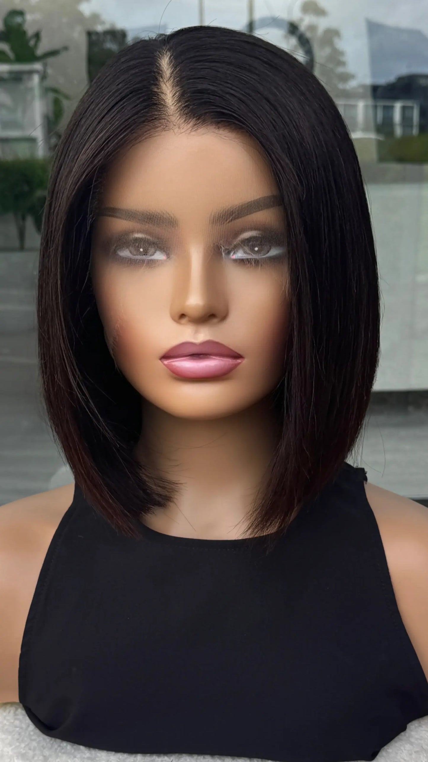 SALE/ CLEARANCE - 12" "KOKO" Black Human Hair Lace Front Wig (Medium)