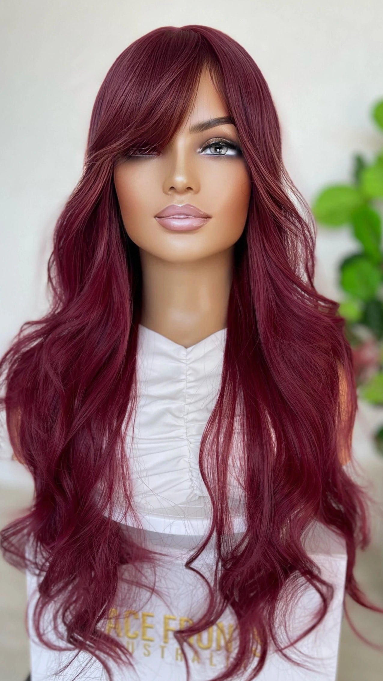 Burgundy Auburn with Fringe Synthetic Wig - Demi