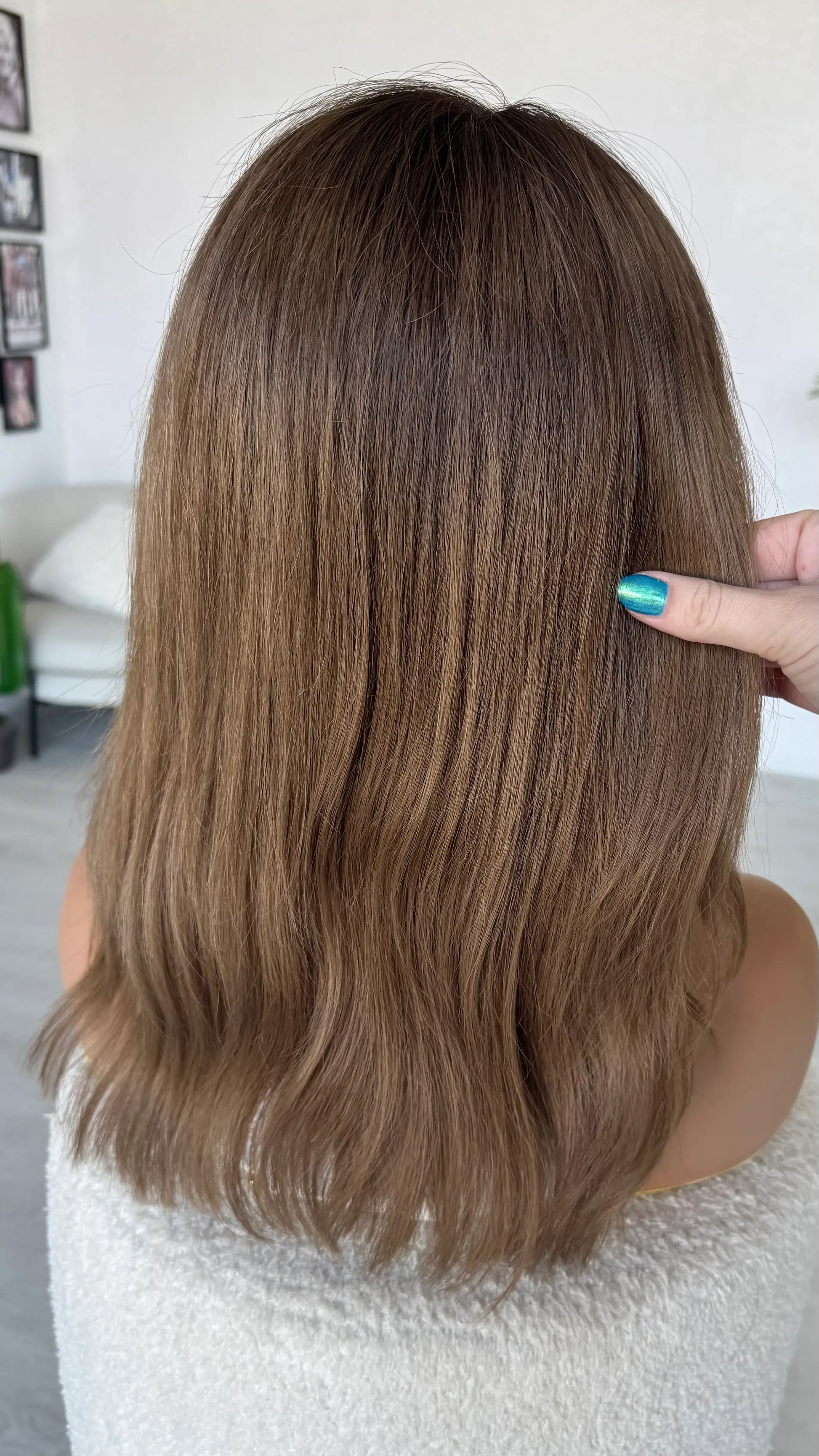 back view sale brunette fringe wig human hair.