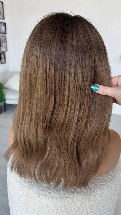 back view sale brunette fringe wig human hair.