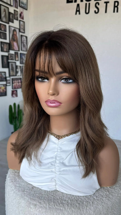 ready to ship brunette lacefront wig human hair.