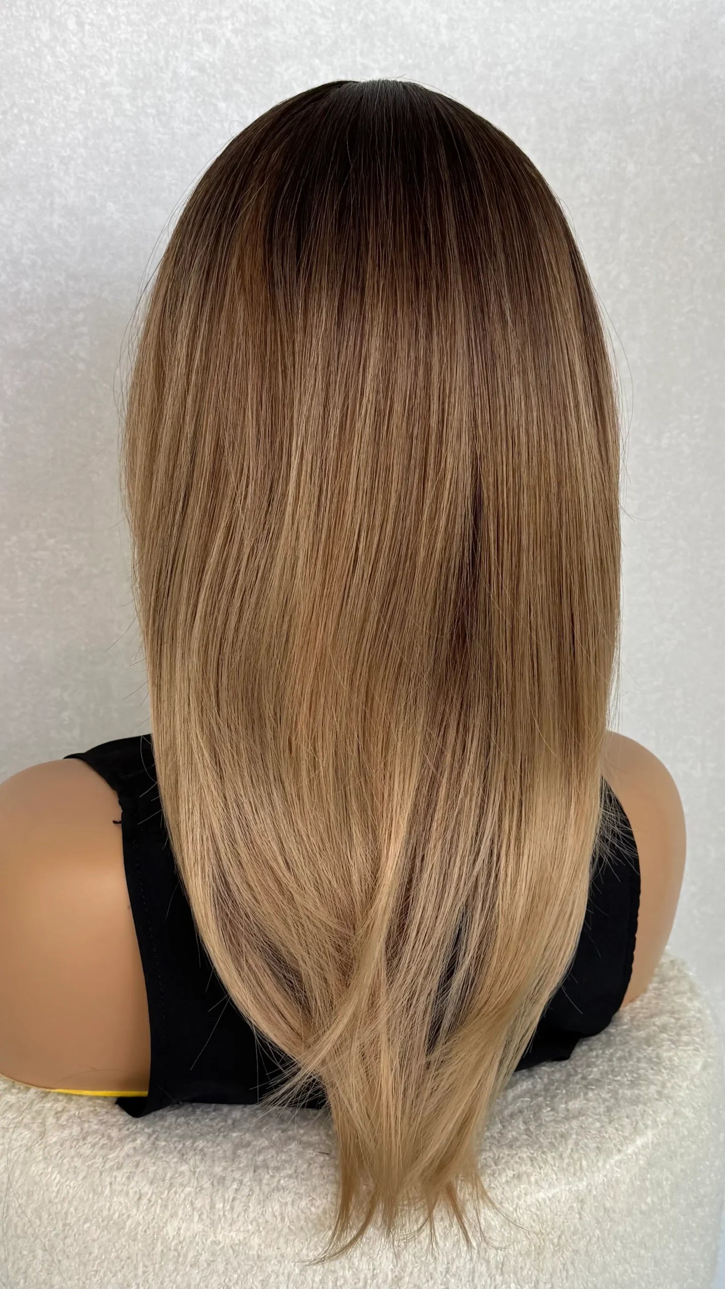 Brunette Balayage with Curtain Bangs Synthetic Wig – Jeanie