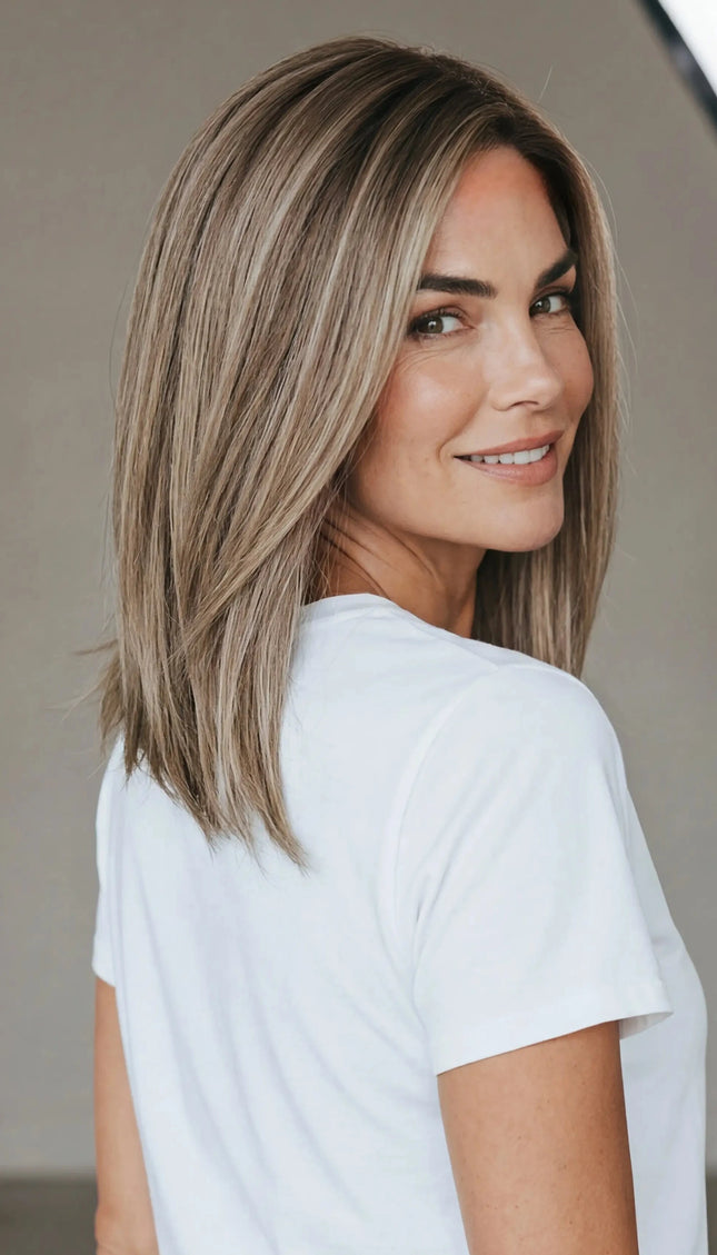 14 inch - Judy Glueless Straight Human Hair Long Bob Lace Wig