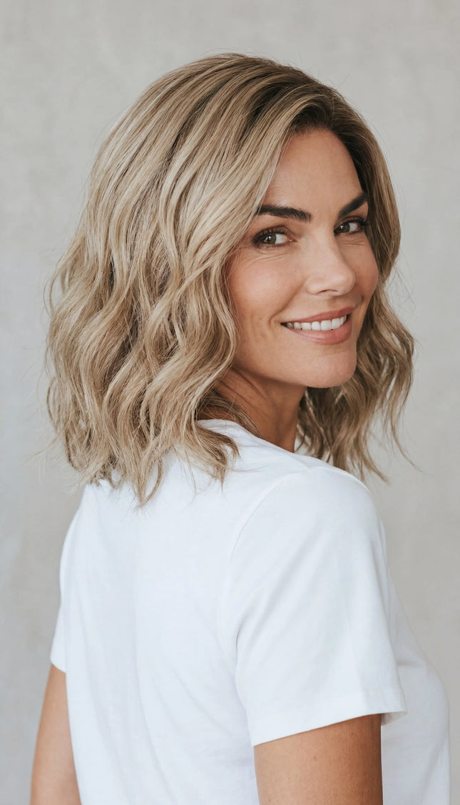 14 inch - Judy Glueless Wavy Human Hair Bob Lace Wig