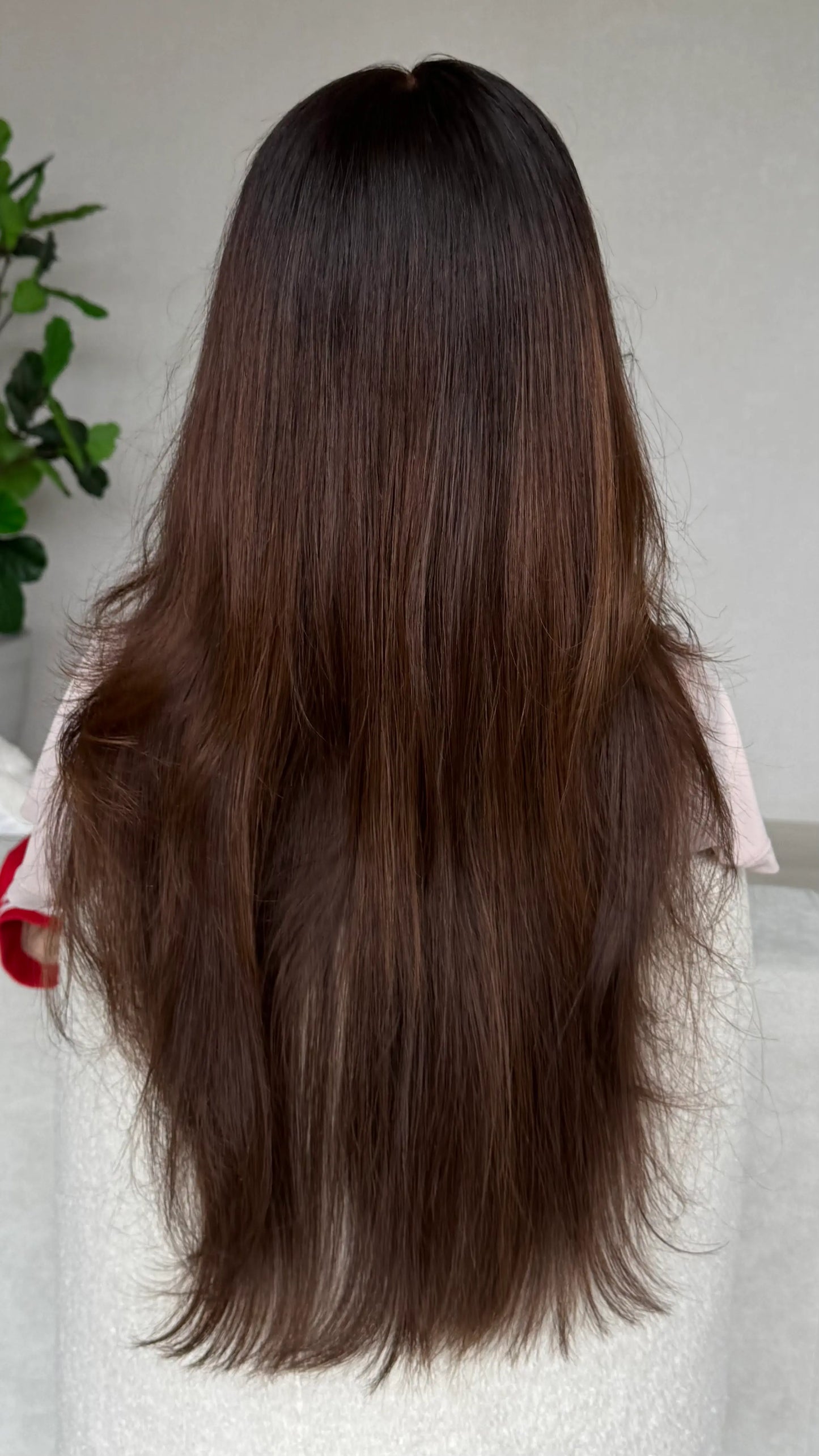 Dark Brunette Warm Ombre - 26" Human Hair Lace Front Wig - Katie