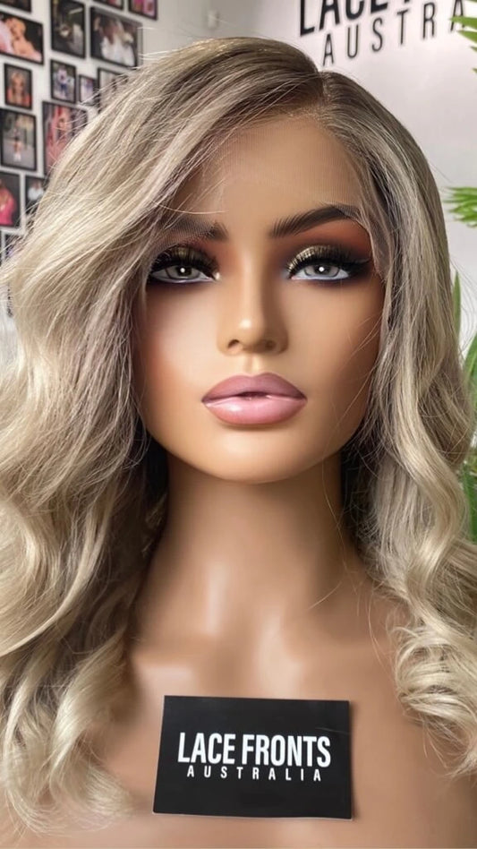 TAKEN DOWN - OLD PIC LOOKS TOO WHITE XClean Ash Blonde Ombre With Shadow Root–20" Human Hair Lace Front Wig- Colour: Chloe (Copy)