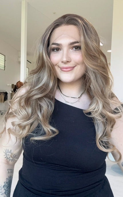 ombre brown colour, Glueless lace front synthetic wig australia.