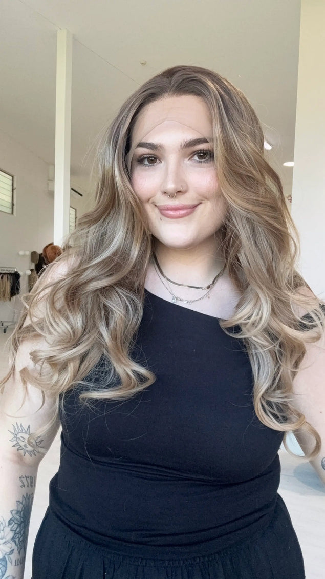 ombre brown colour, Glueless lace front synthetic wig australia.
