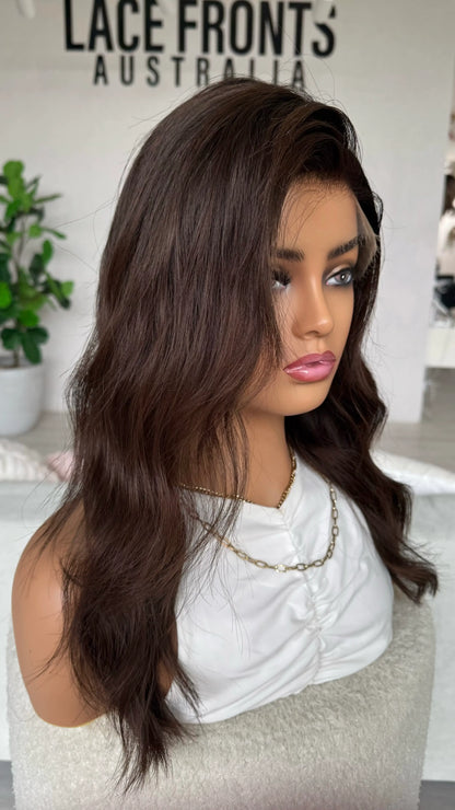 Deep Brunette – 22" Human Hair Lace Front Wig- Colour: Jordyn