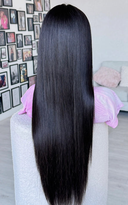 lace front human hair wig, ready to wear, glueless cap wig, gold coast australia wigs, 28 inch long black human hair.