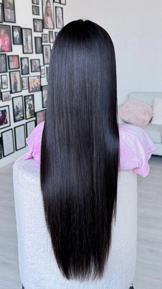 lace front human hair wig, ready to wear, glueless cap wig, gold coast australia wigs, 28 inch long black human hair.
