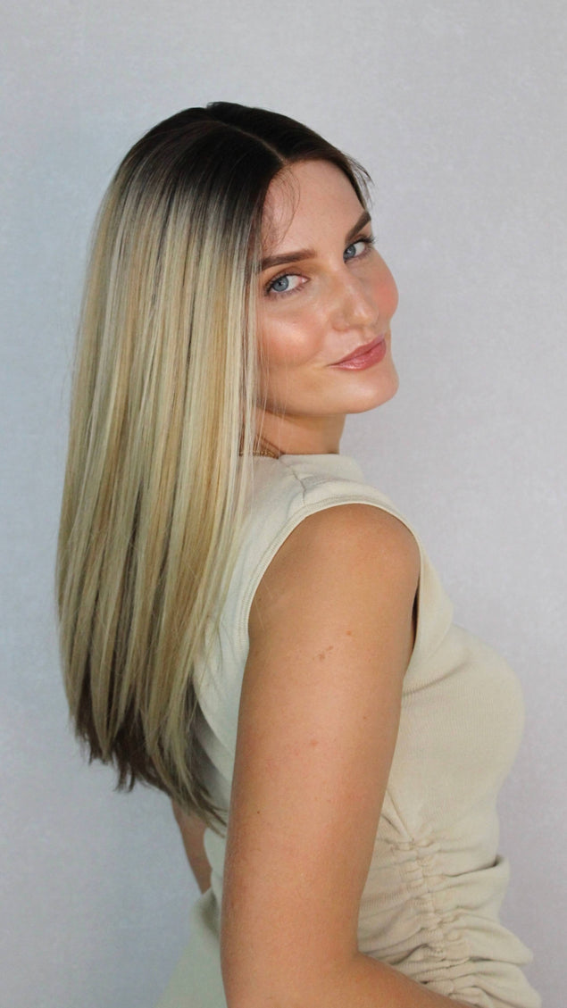 Lace Front Caramel Blonde Brunette Synthetic Wig – Malibu