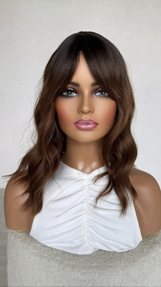 Deep Brunette Ombre Wavy Fringe Synthetic – Milky Way