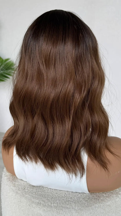Deep Brunette Ombre Wavy Fringe Synthetic – Milky Way