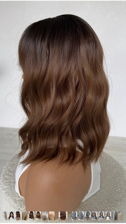 Deep Brunette Ombre Wavy Fringe Synthetic – Milky Way