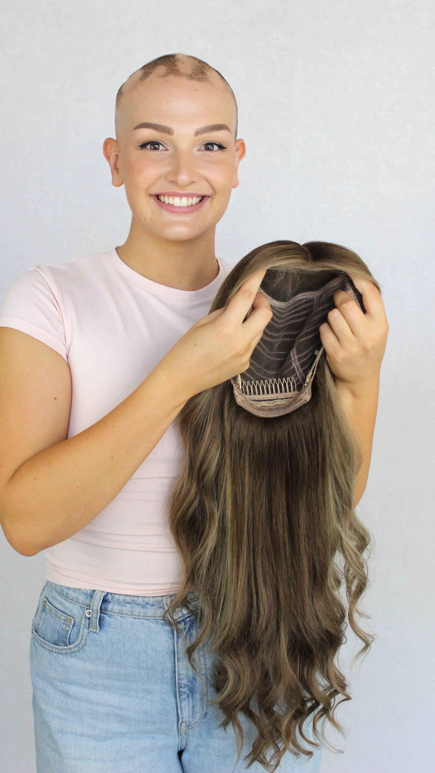 Ash Brunette with Highlights and Soft Root– 26" Human Hair Lace Front Wig- Colour: Jemma