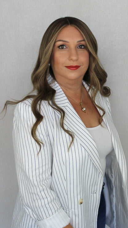 Ash Brunette with Highlights and Soft Root– 26" Human Hair Lace Front Wig- Colour: Jemma