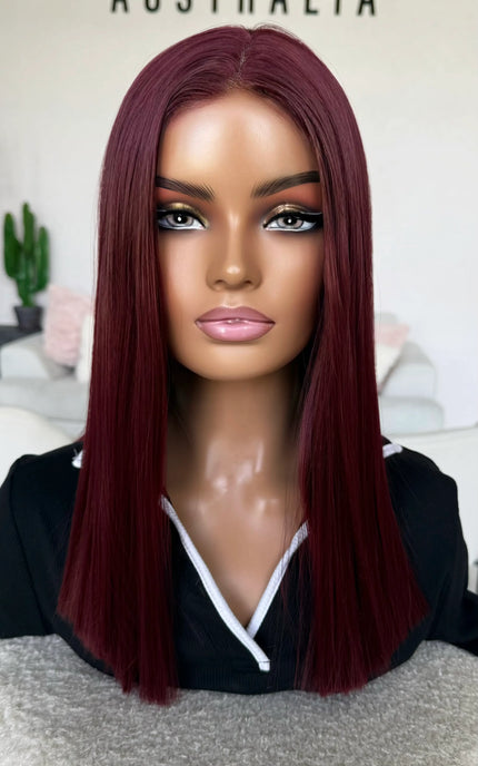 natural looking long bob red wig for hairloss.