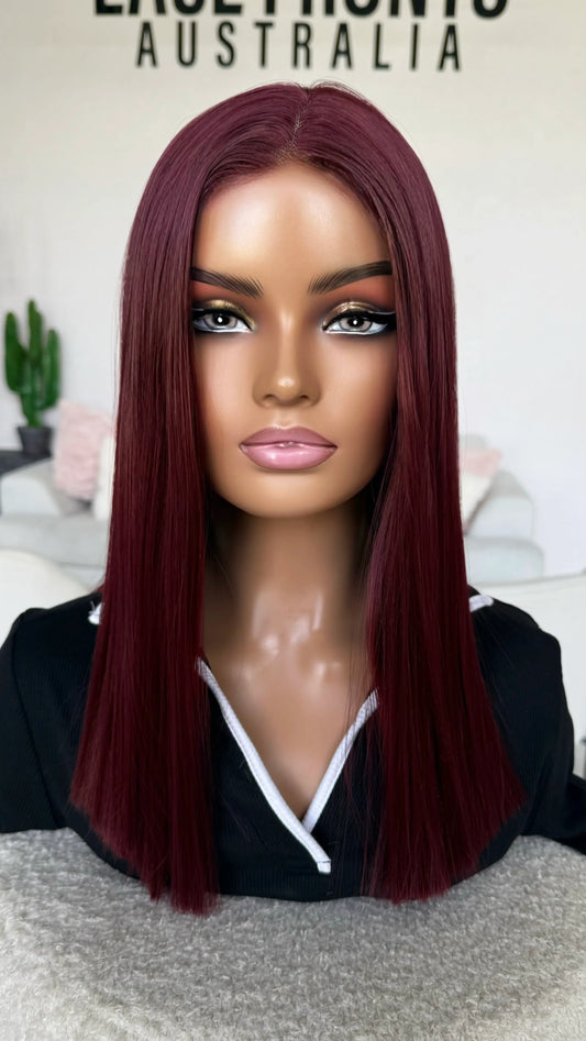 natural looking long bob red wig for hairloss.